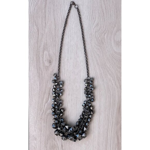 Gunmetal Faceted Beads 25" Statement Necklace / Whimsigoth / Moody Maximalism - Picture 9 of 13